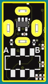 Back of the MIDI expander showing an A/B protocol switch